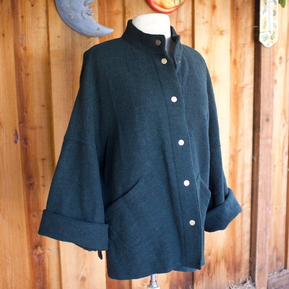 Hilary Radley 100% Wool Teal Knitted Lagenlook Jacket Womans Size M - Picture 1 of 17